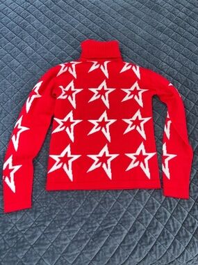 Perfect Moment Star Dust Sweater Women’s Small Merino Wool Red Turtle Neck C4